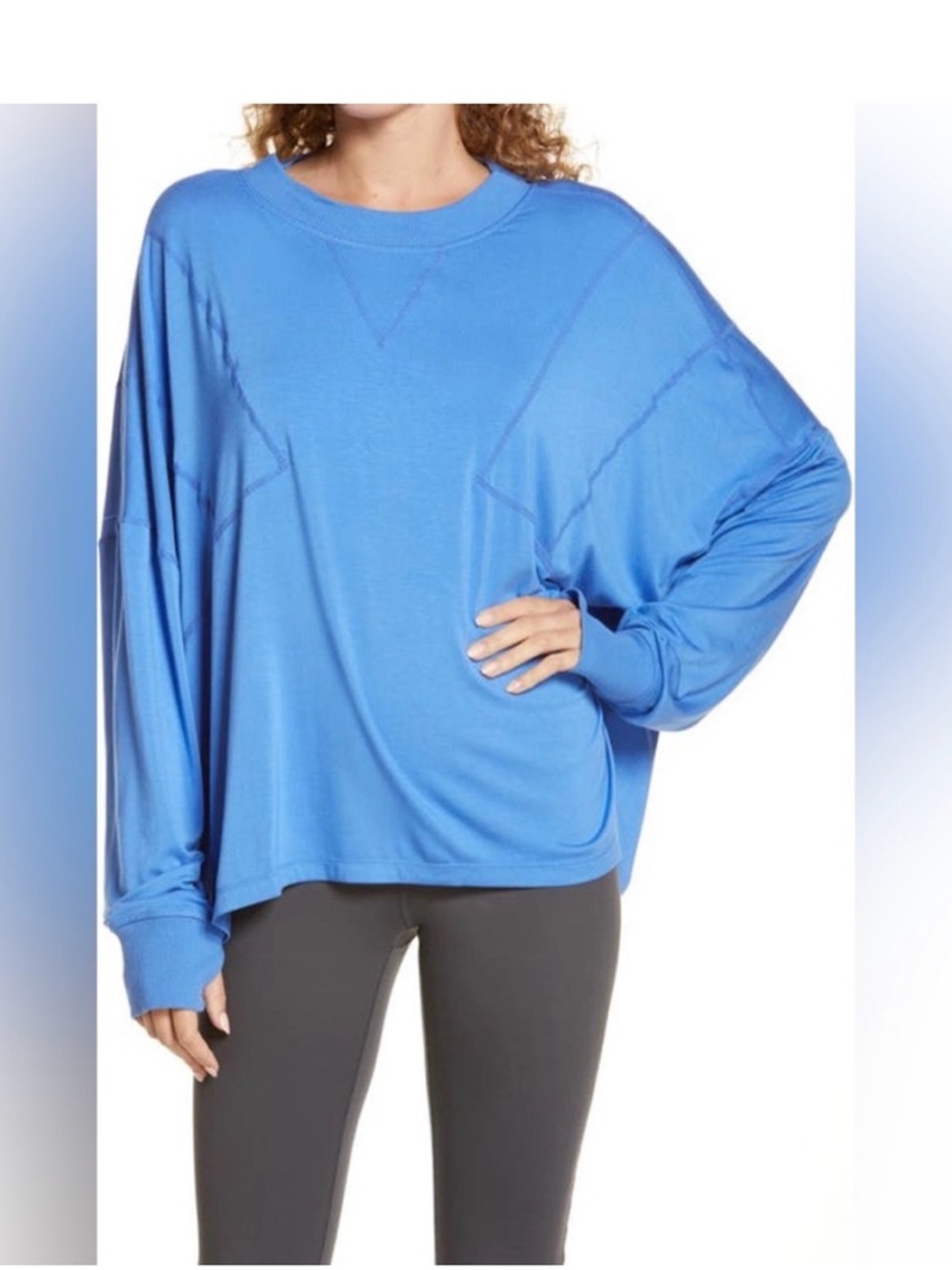 Free People FP Movement Long Sleeve Shirt Small Cobalt Blue